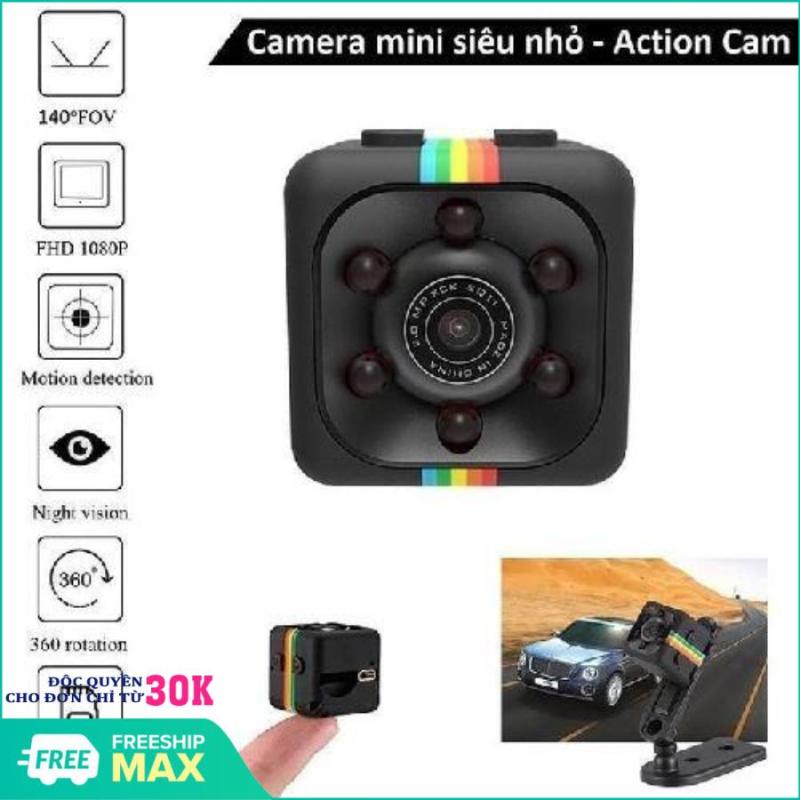 Camera hành trình SQ11 Full HD 1080p - Camera hành trình xe máy, ô tô SQ11, Độ nét cao đầy đủ HD1080P, SP Gồm: Camera + dây sạc Usb và AV + Đế cài và kẹp (Đen)