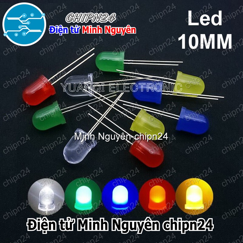 [10 con] (TK15) Led 10mm Vỏ Đục Màu ra Màu (Đỏ/Vàng/Xanh Lá/Dương/Trắng) - [Chọn Loại] - HHH.00195