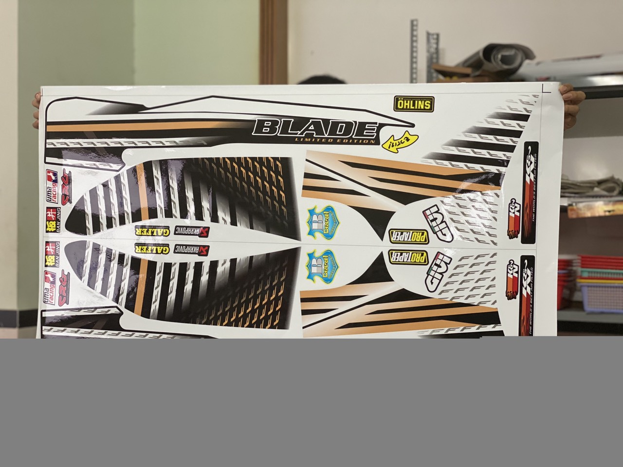 Tem rời wave blade 110 dán xe đen