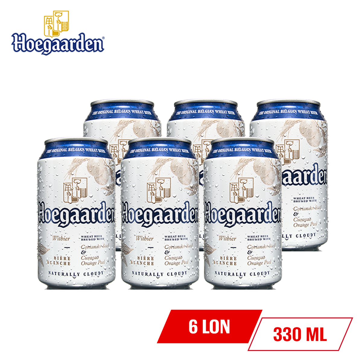 Lốc 6 lon bia hoegaarden white 330ml