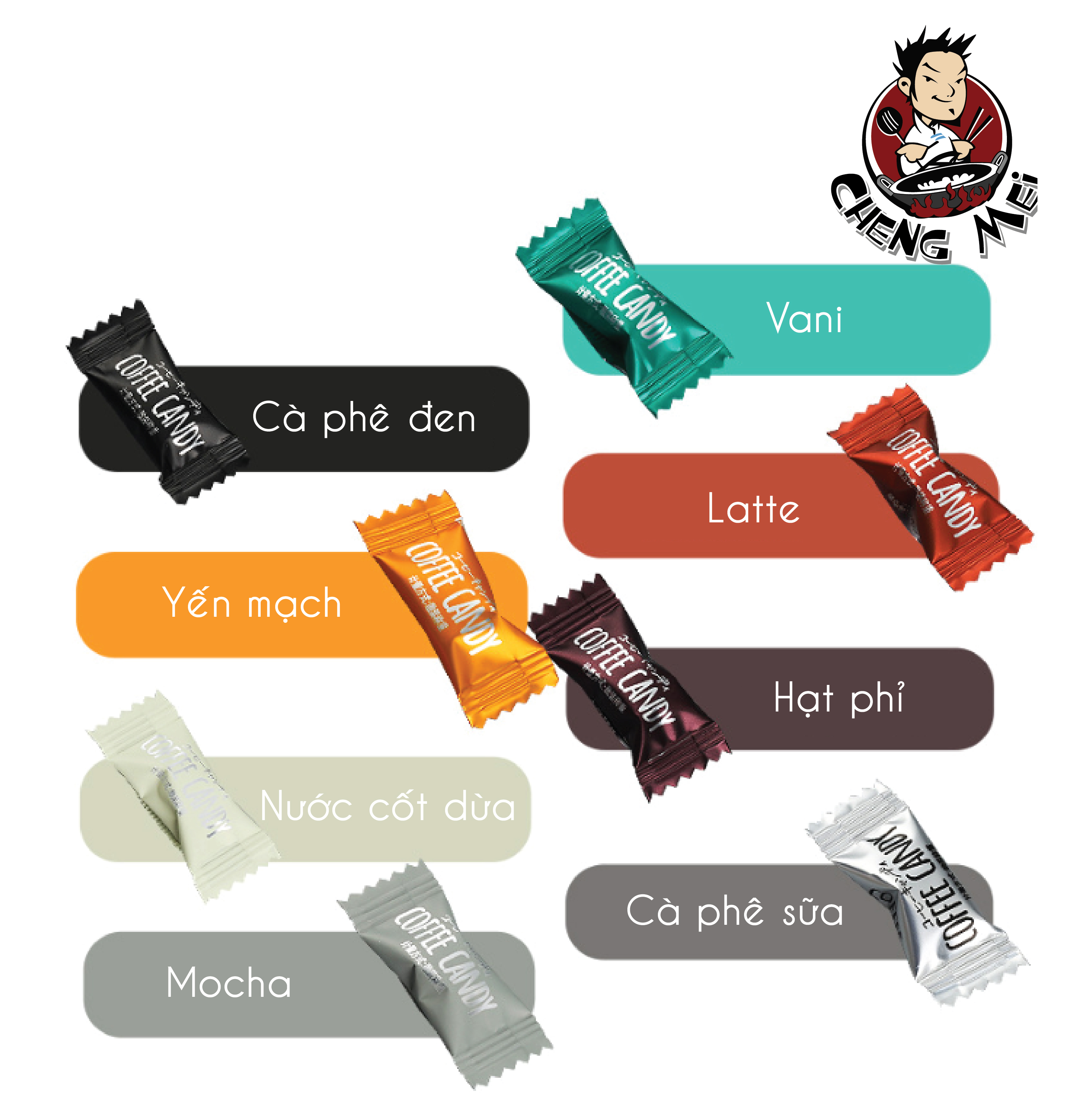[ 1kg ] Kẹo Cafe Không Đường / Kẹo Ăn Kiêng / Cà Phê/ Cà Phê Sữa