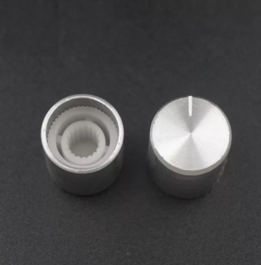 Núm nhôm vặn volume, chiết áp đen , bạc