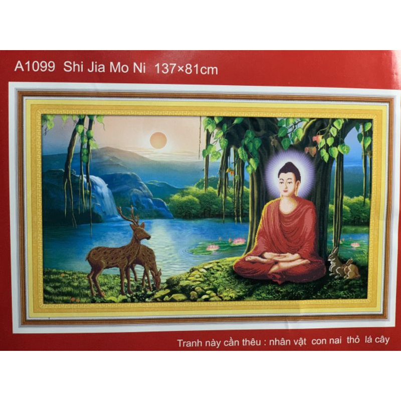 Tranh thêu chữ thập phật thích ca mâu ni a1099