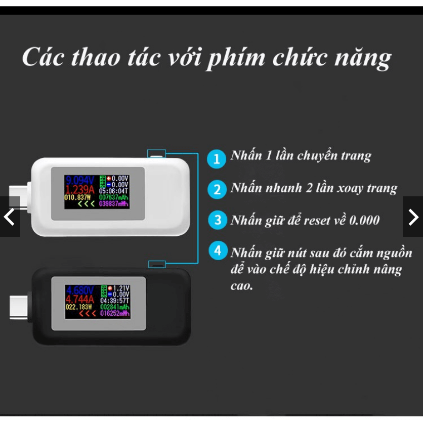 USB tester cổng Type-C KWS-1902c đo dòng điện màn hình OLED