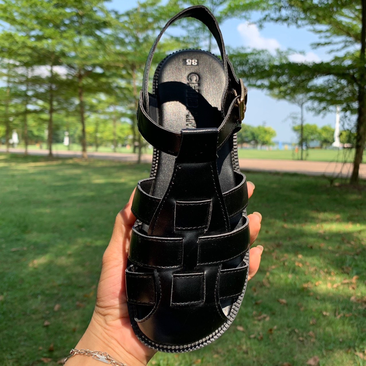 [SenXanh] Sandal rọ đan bít mũi tròn đế bệt quai cài - 2P