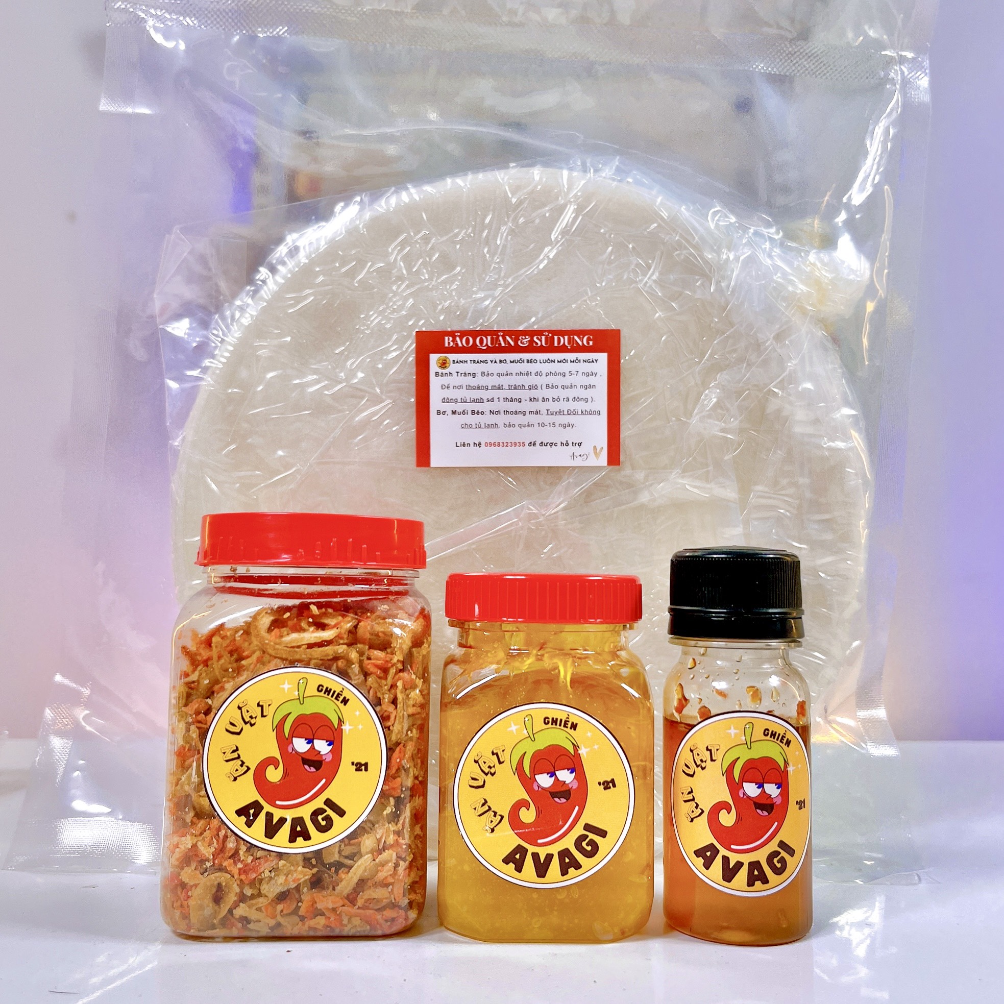 MUỐI BÉO PHOMAI AVAGI COMBO BÁNH TRÁNG (Bánh tráng+Sốt Muối Béo+Sốt Tắc+Ruốc Hành Phi)