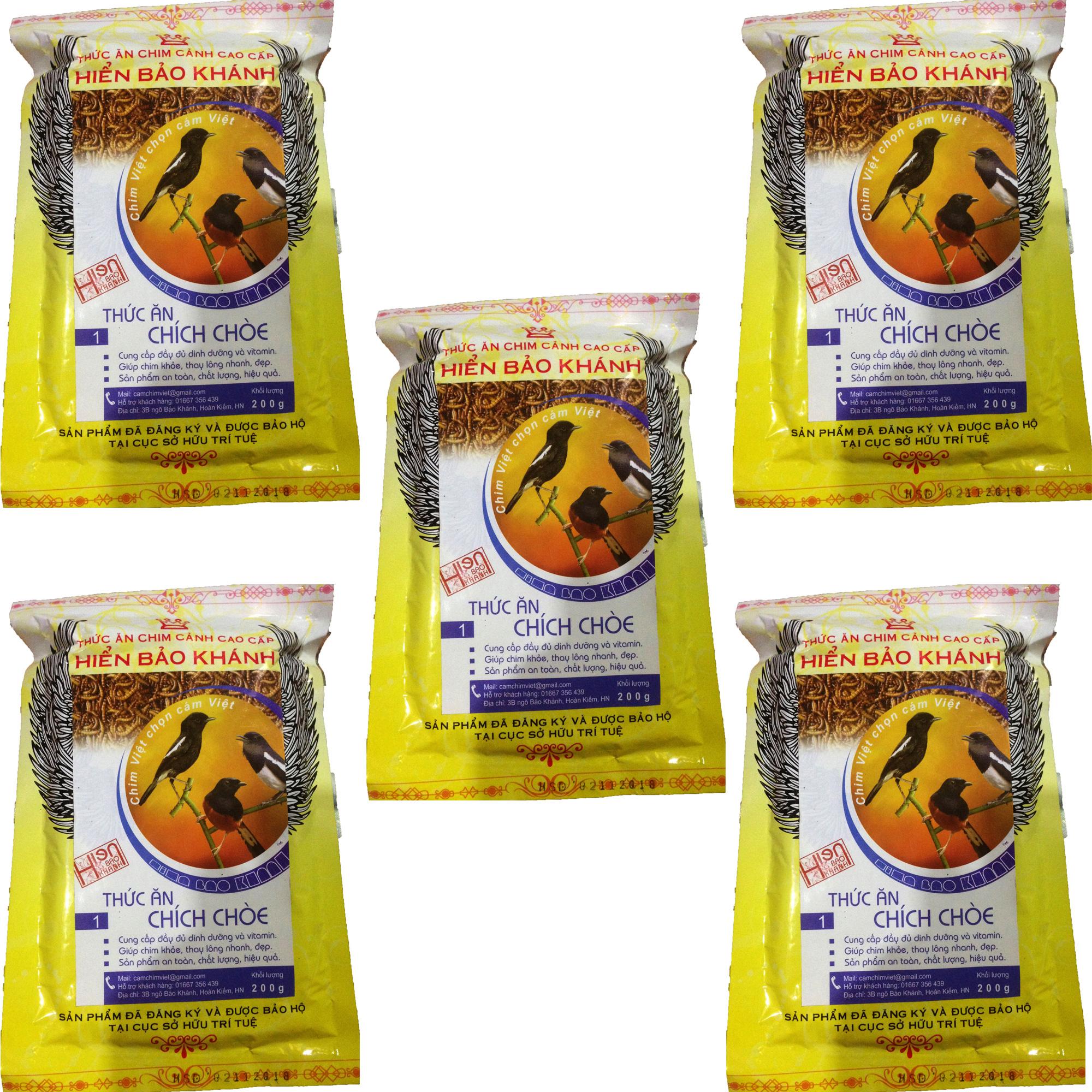 Combo 5 gói cám hiển bảo khánh chích chòe dưỡng - thay lông 200g - thức ăn chim cao cấp
