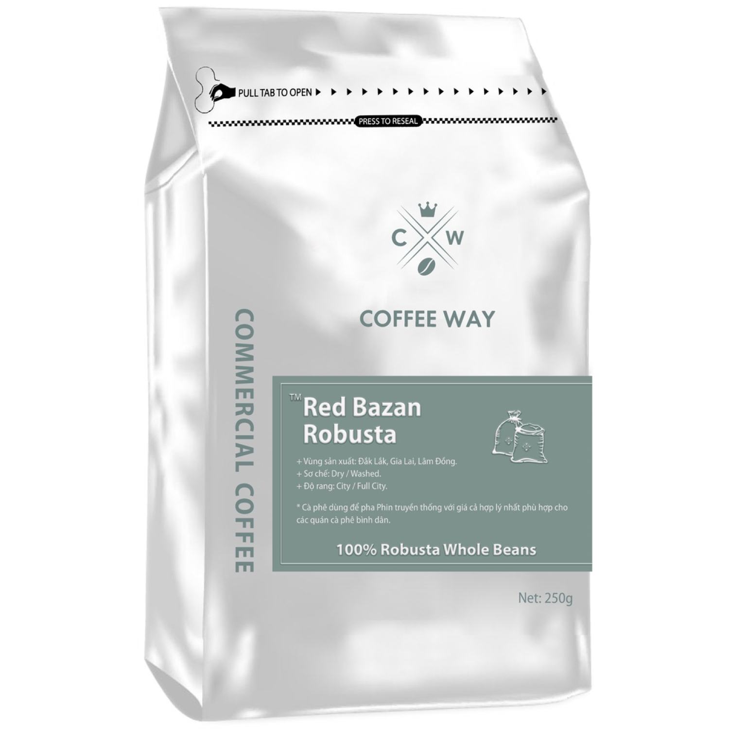 Cà phê sạch Robusta rang đậm Đất đỏ Bazan - Coffee Way - Red Bazan Robusta.