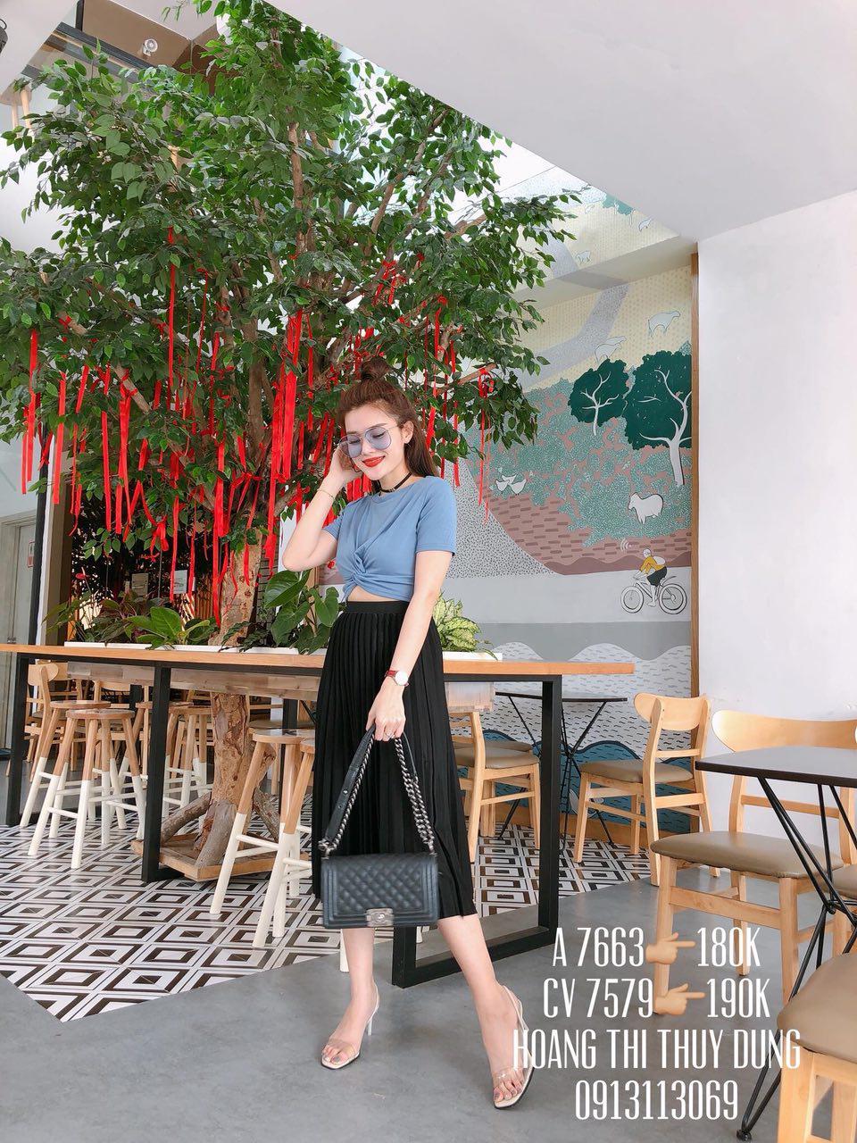 Áo xoắn eo tay ngắn, chất lụa đẹp mê 11435-2 ( MÀU XANH DƯƠNG )