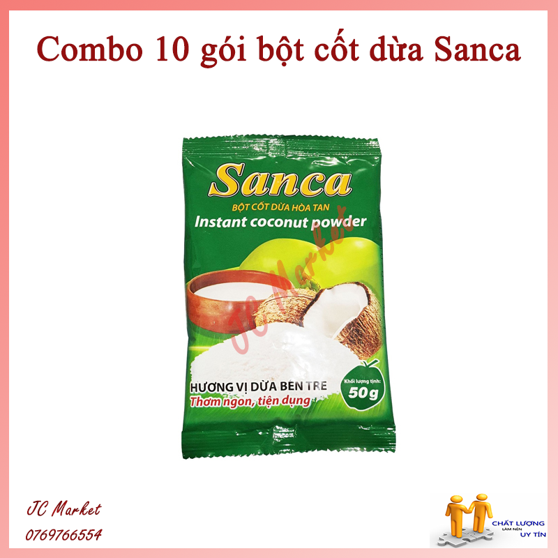 [HCM]Combo 10 gói bột cốt dừa Sanca