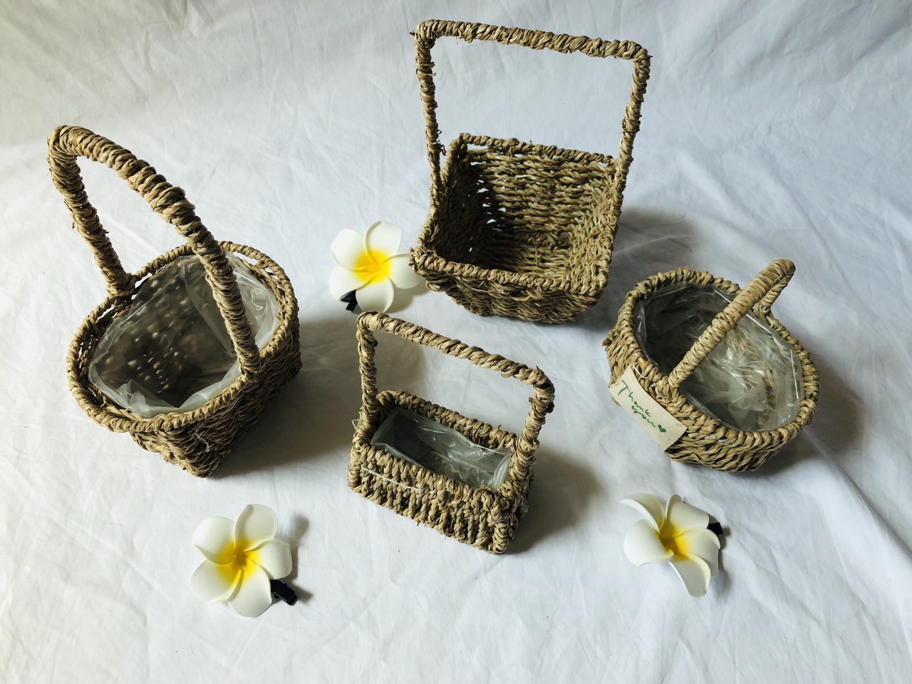 Giỏ cói Mini decor studio, đựng chậu hoa nhỏ trang trí phòng studio em bé