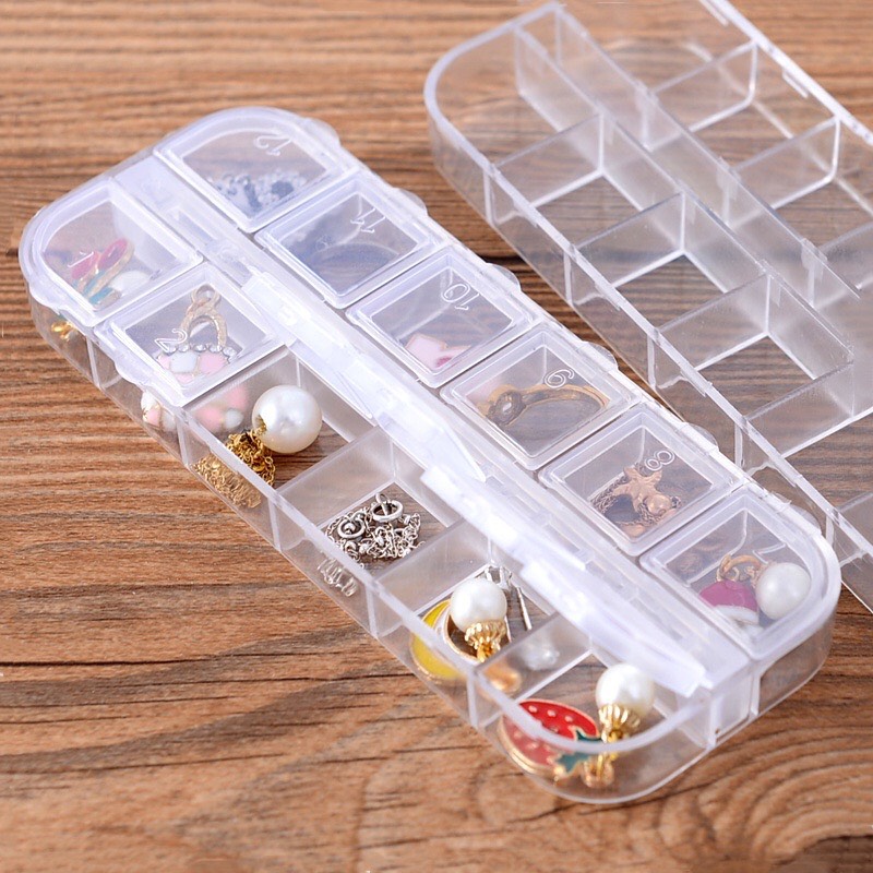Khay chia đá 12 ô - khay đựng đá gắn móng, hộp nhựa 12 ô đựng đá, charm, phụ kiện nail