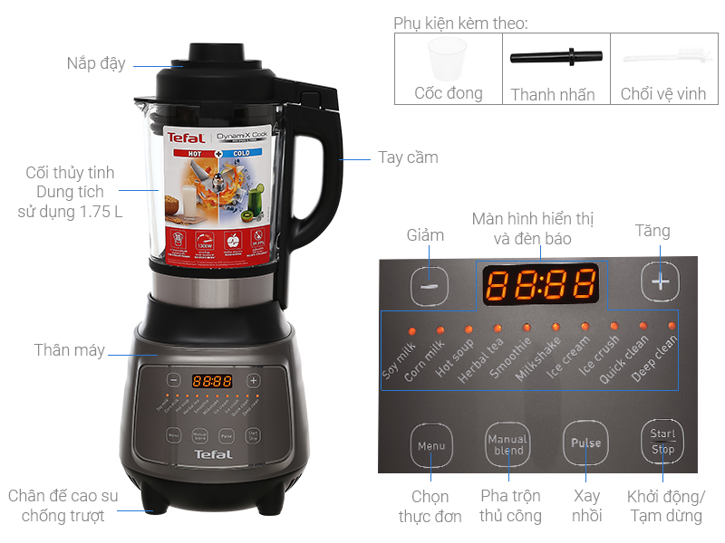 Máy làm sữa hạt đa năng Tefal BL967B66-Chính Hãng