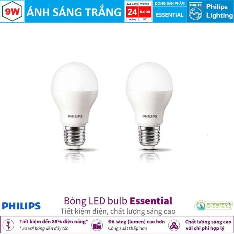 ( Bộ 2 ) Bóng LED Bulb Philips Essential 9W E27 ( Ánh sáng trắng & vàng )