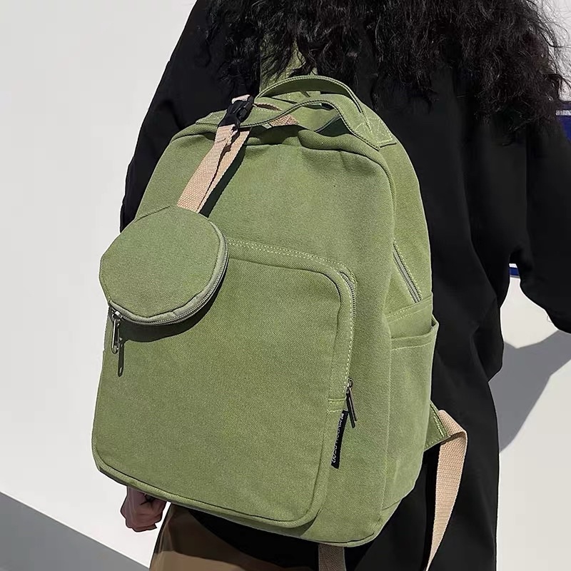 Balo Canvas Vintage Kèm Túi Mini Nhỏ
