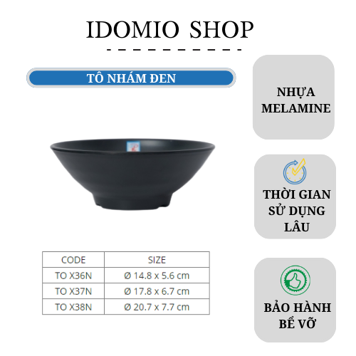 Tô Nhựa Melamine Đen Nhám