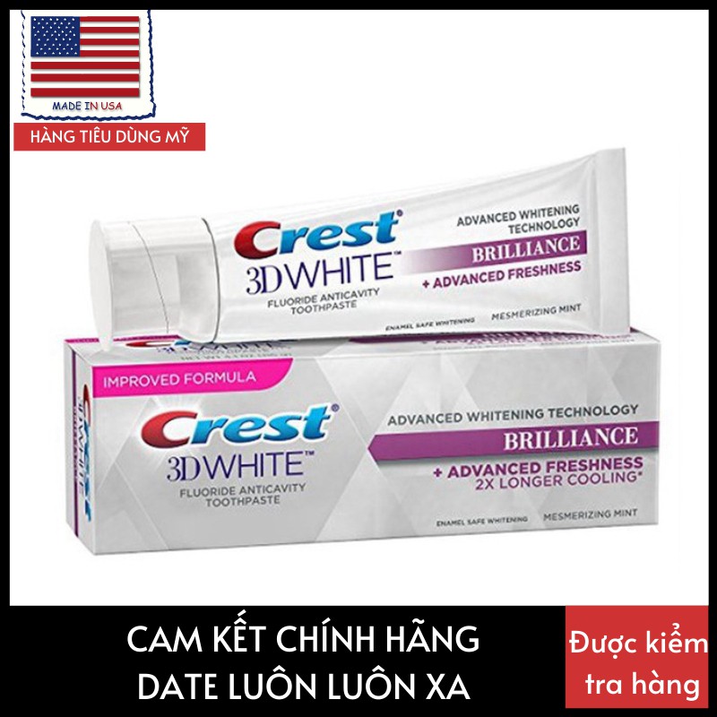 Kem Đánh Răng CREST 3D White Brilliance Advanced Freshness 2x Longer Cooling