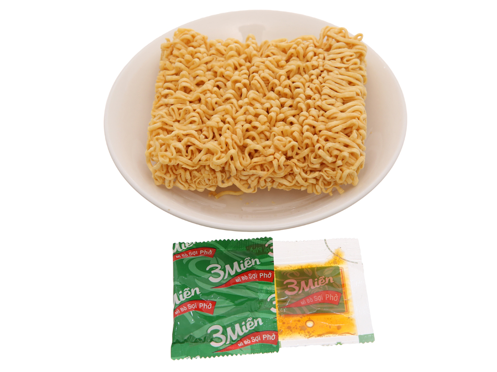 Thùng 30 gói mì 3 Miền bò sợi phở 65g