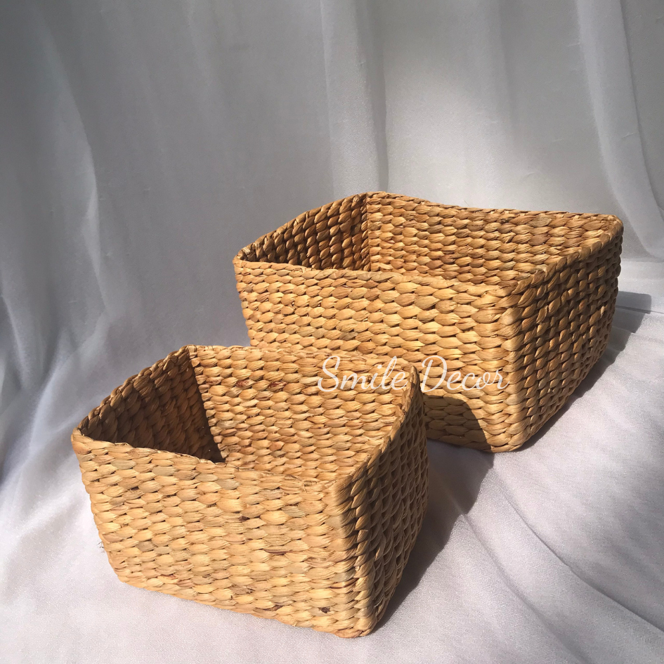 Rectangle handwoven hyacinth basket