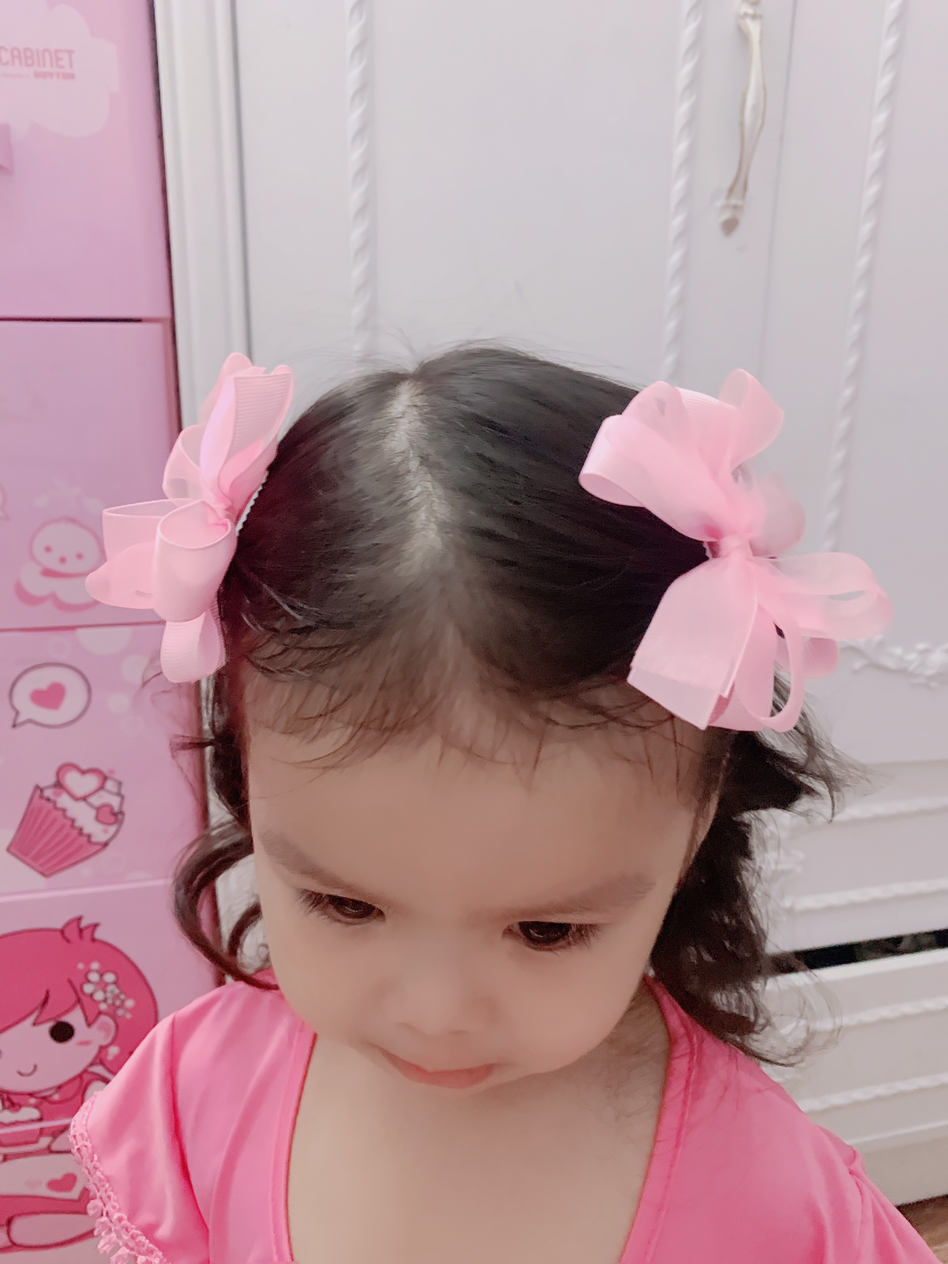 Sét kẹp tóc nơ 2 mái cho bé 8cm