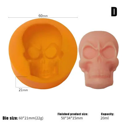 3D Halloween Skull Candle Mold Pumpkin Ghost Decoration DIY Soap Silicone Mould