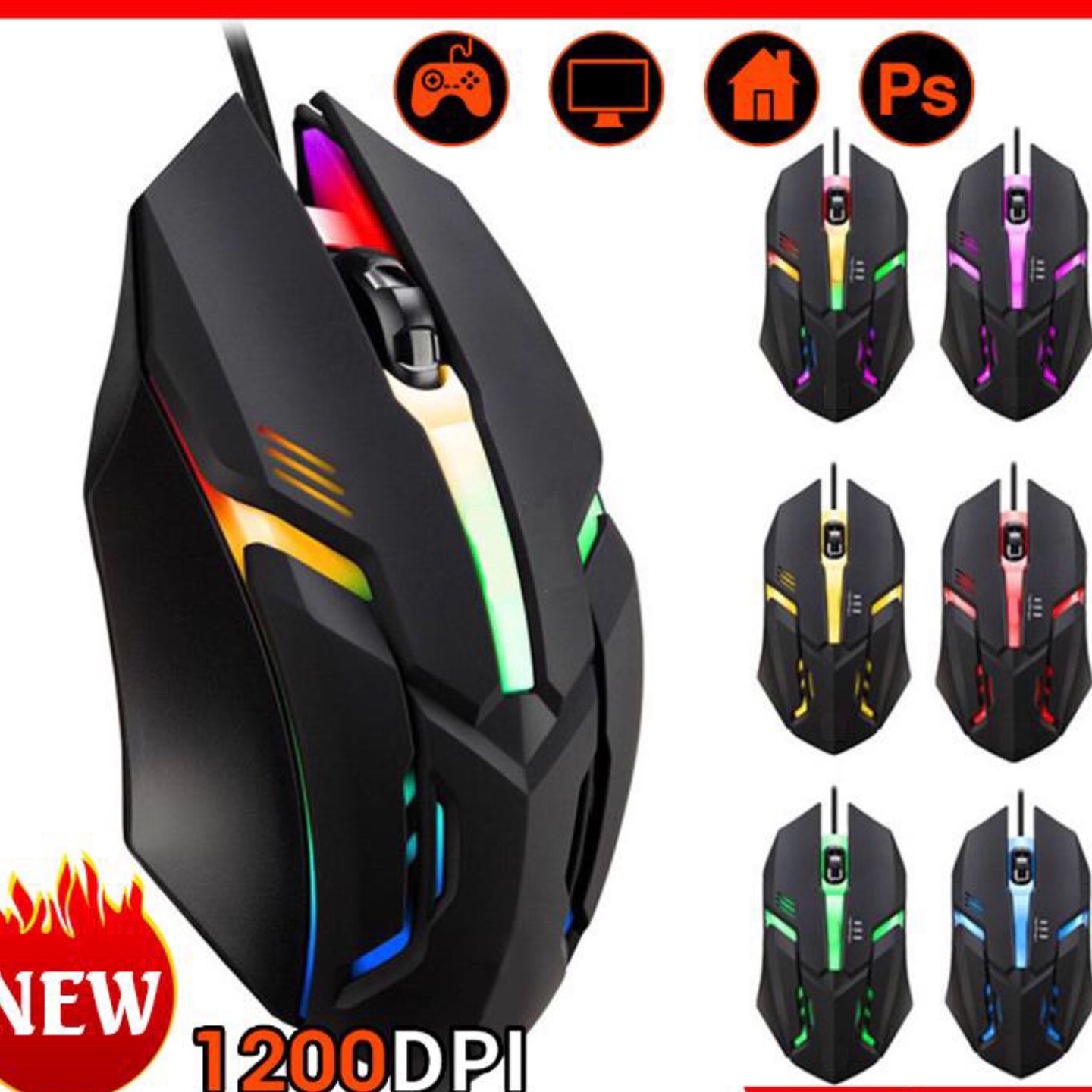 Chuột chơi Game Có dây cổng USB - Led 7 màu