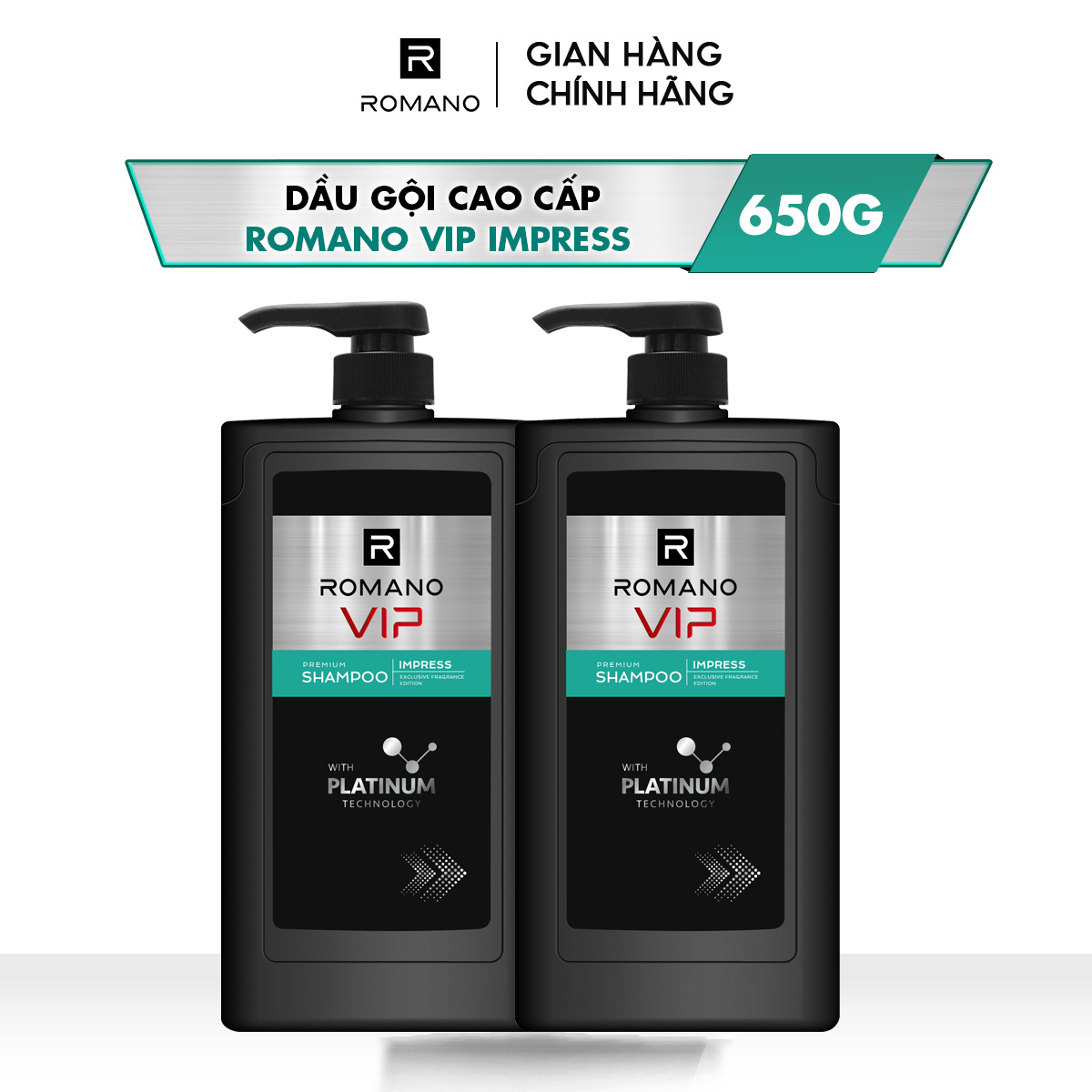 Combo 2 Dầu gội Romano VIP IMPRESS 650G