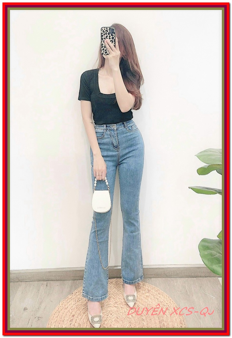 Quần jean nữ ỐNG LOE XANH NHẠT siêu xịn chất jean giãn siêu đẹp quần bò chẩn 1.1C41