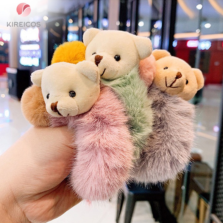 [HCM]Cột Tóc Lông Xù Cao Cấp Đính Gấu Siêu Cute - kireicos