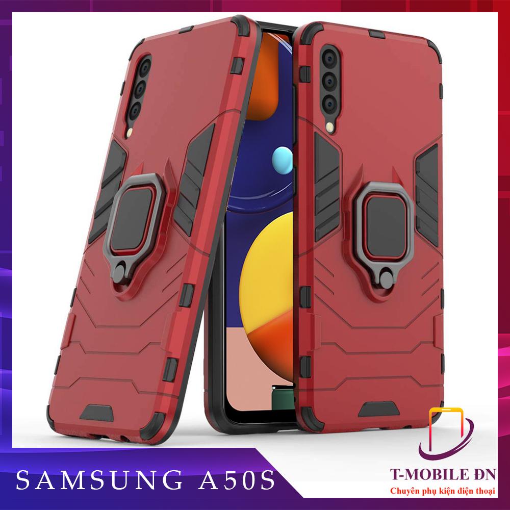 Ốp lưng Samsung A50S chống sốc iron man bảo vệ viền và camera kèm nhẫn ring chống xem video tiện lợi