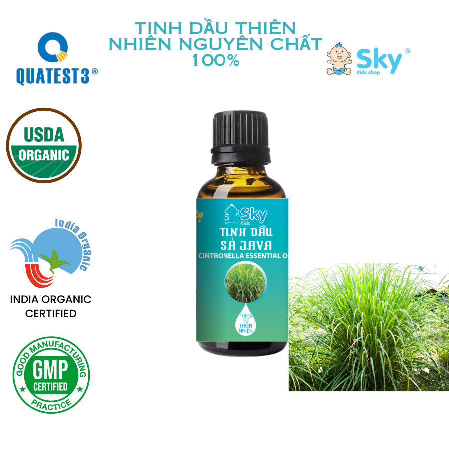 Tinh Dầu Sả Java Thiên Nhiên Nguyên Chất, Có Kiểm Định.