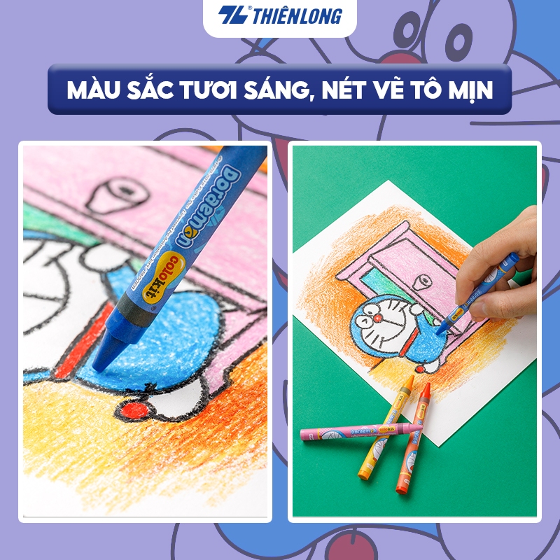 Bút Sáp 10 màu Colokit Doraemon CR-C04/DO Thiên Long