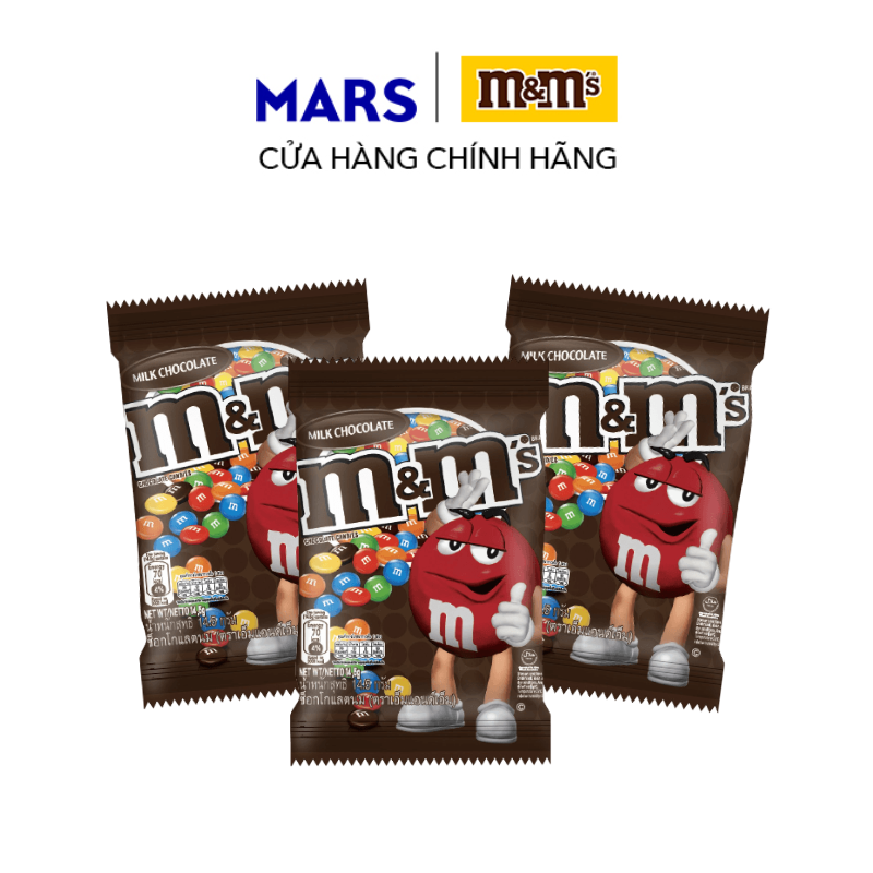 [Quà tặng] Combo 3 Kẹo Sô Cô La M&M gói 14.5g