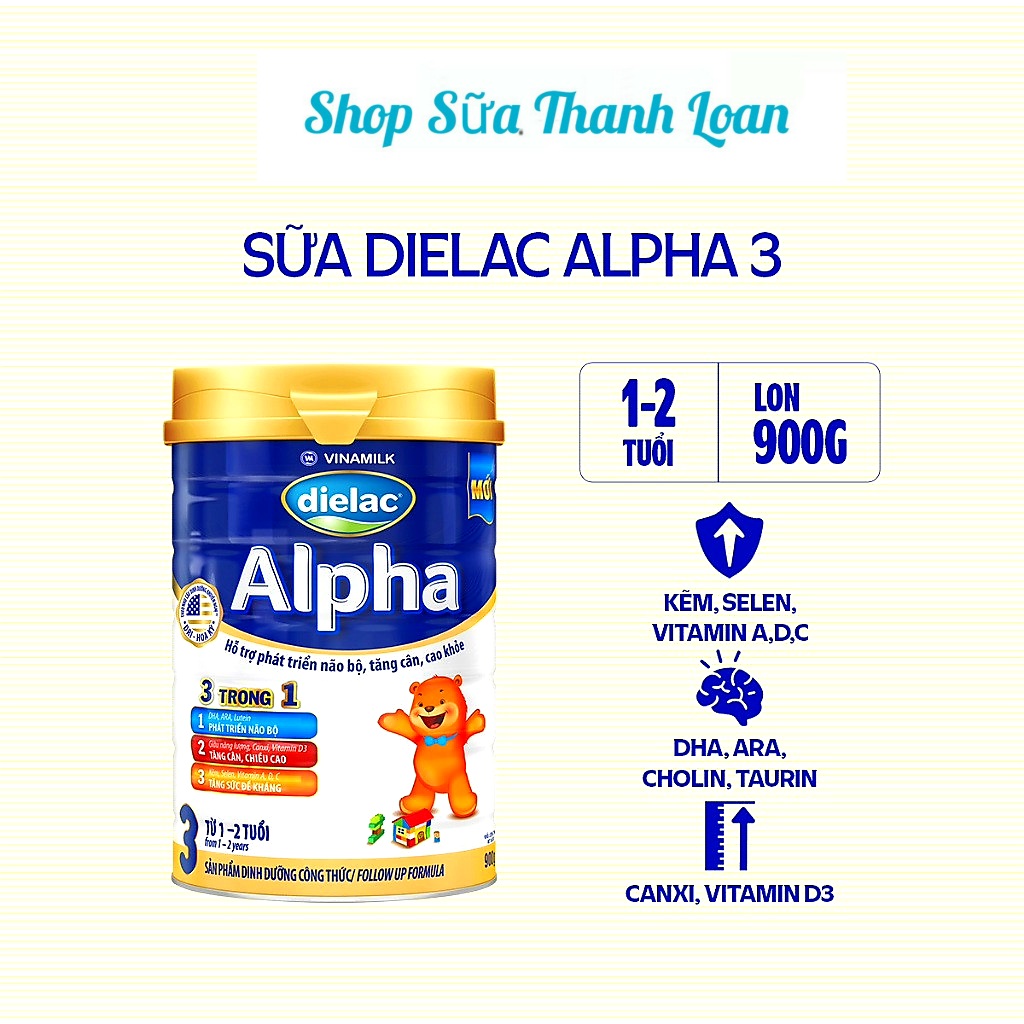 (HSD T3-2026) COMBO 2 LON SỮA BỘT VINAMILK DIELAC ALPHA 3 900G.