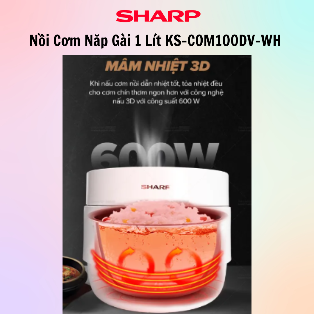 Nồi cơm điện tử Sharp KS-COM100DV-WH(1L)-Hàng Chính Hãng