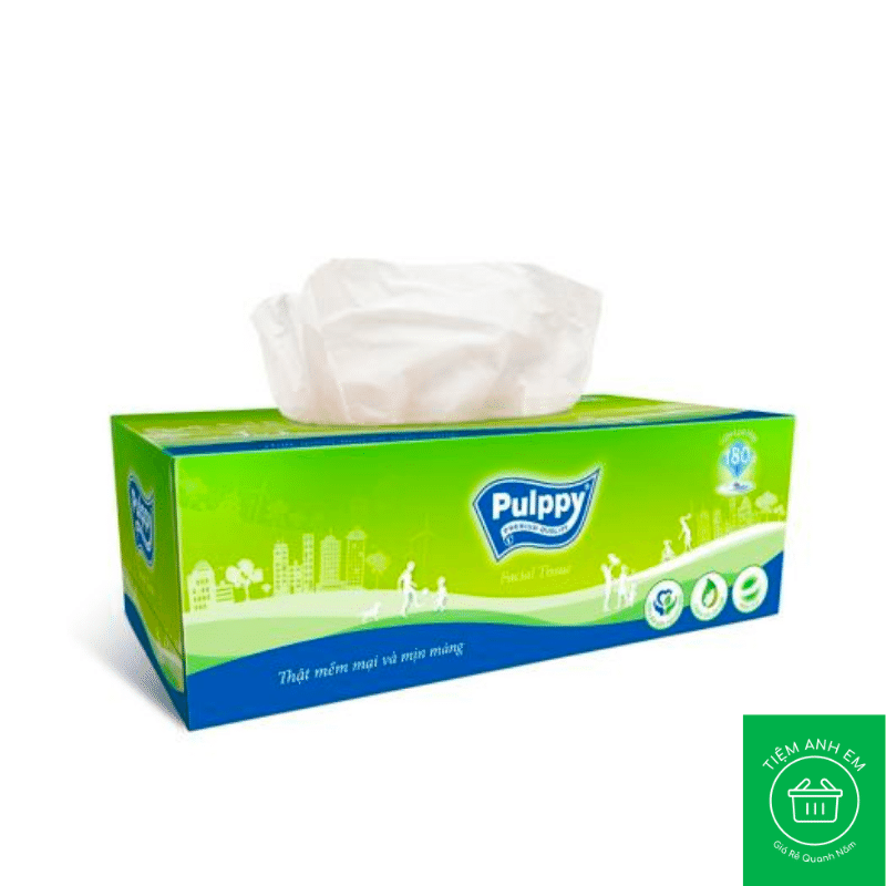 Khăn giấy lụa Pulppy 2 lớp Hộp 180 tờ (giao màu ngẫu nhiên)
