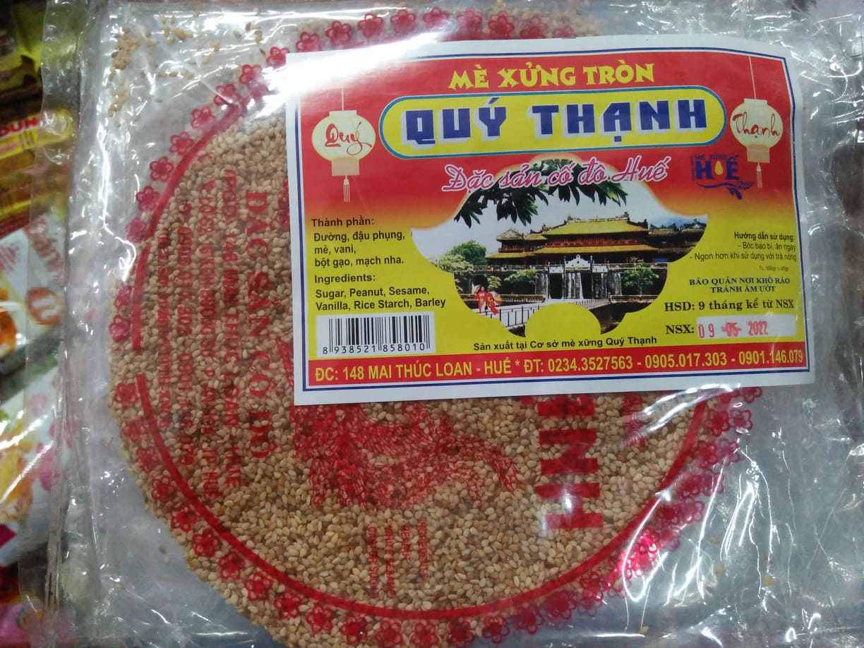 Kẹo mè xửng tròn quý thạnh loại ngon dẻo, thơm - gói 900gr gồm 10 cái