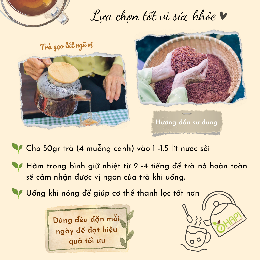 Trà gạo lứt ngũ vị gói 25gr tiện lợi