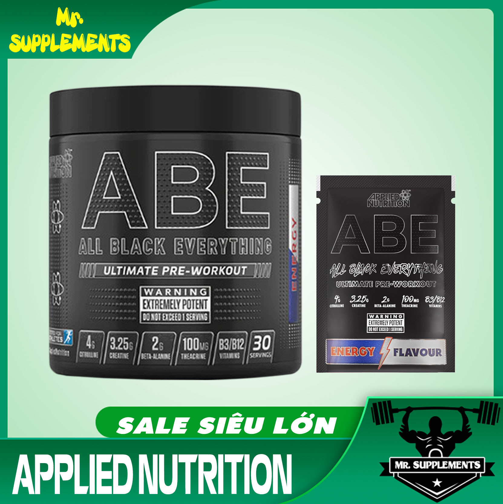 Abe pre workout 30 servings vị energy 315g applied nutrition - tăng sức mạnh tỉnh táo tập luyện