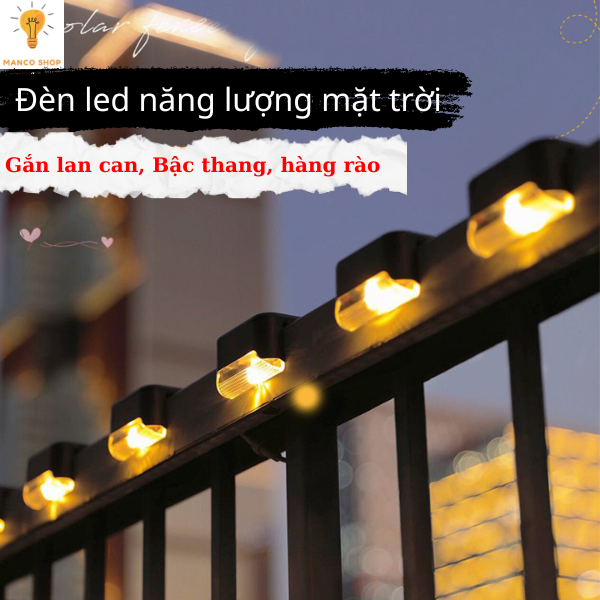 Đèn năng lượng mặt trời sân vườn gắn bậc cầu thang lan can hàng ...