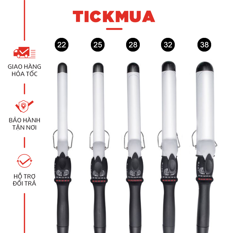 Máy uốn tóc đèn LED phi 28mm - TM0558 (Đen trắng)