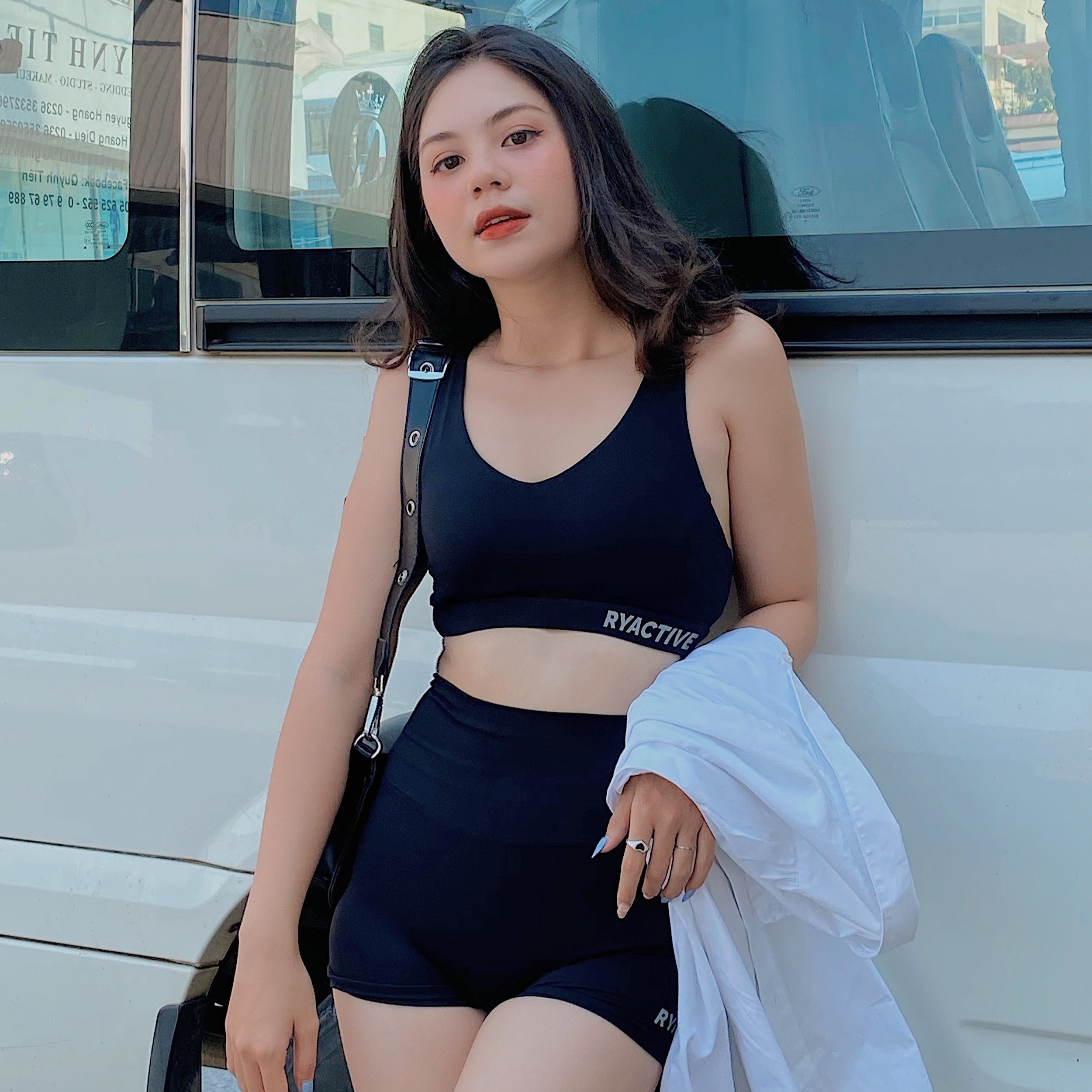 Quần biker ngắn thể thao RYACTIVE - SHORT BIKER Black