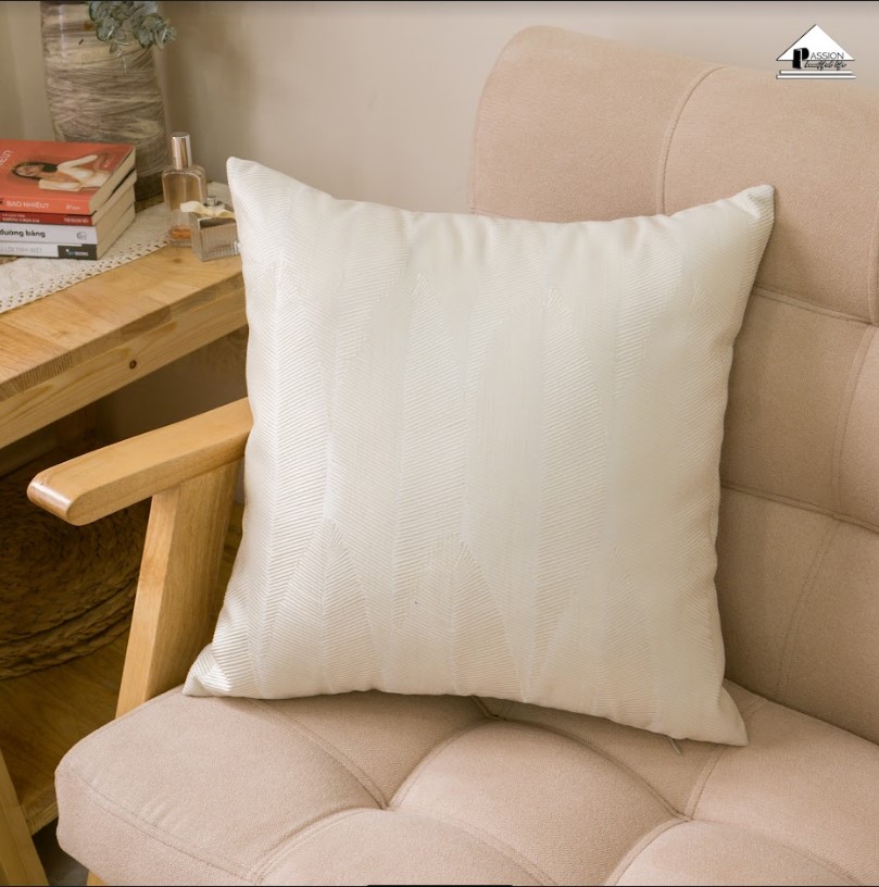 Vỏ gối tựa lưng sofa dệt gấm màu nổi họa tiết chiếc lá