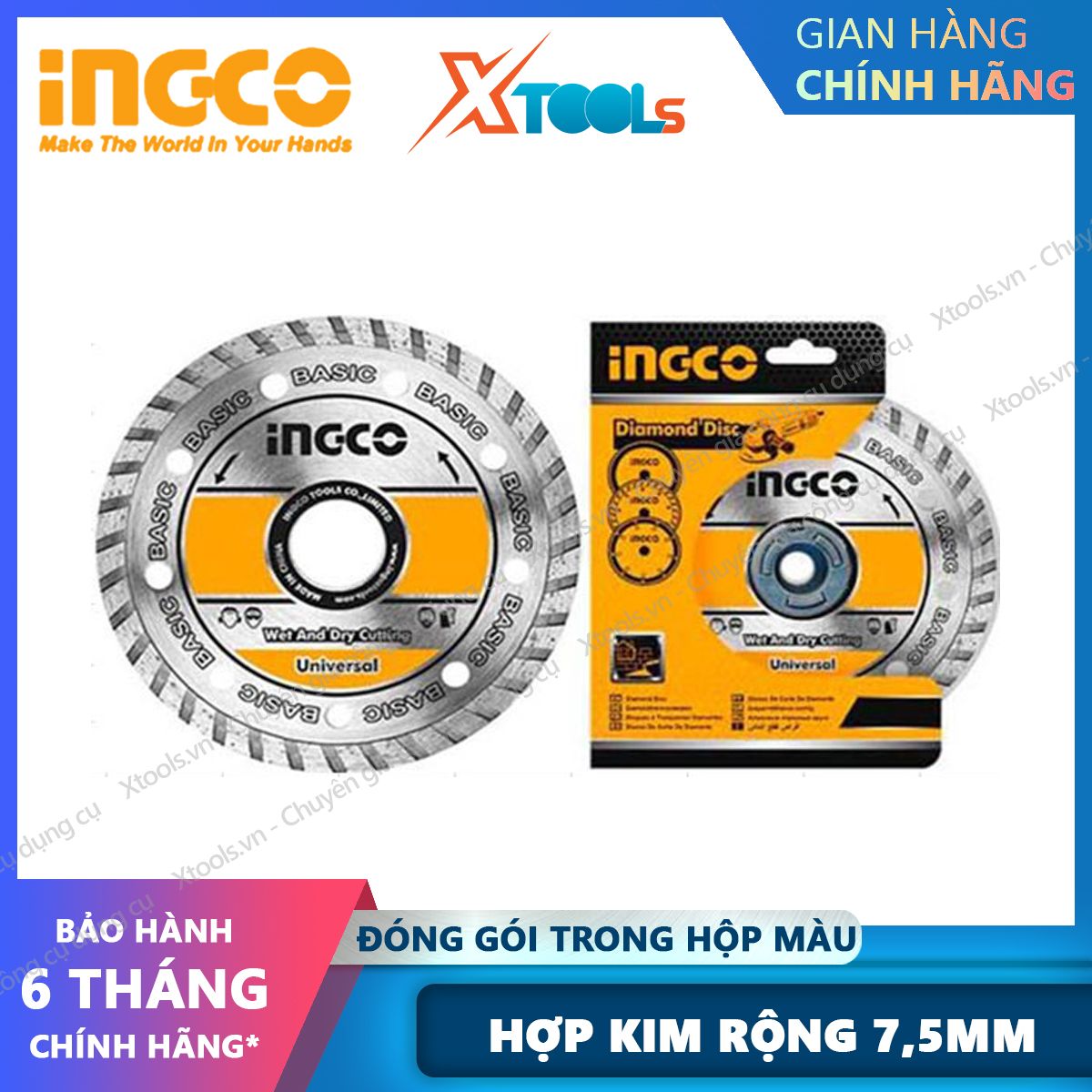 Ingco multifunction tile cutting disc 7,5mm alloy width saw cutting disc for such sizes as 125x22.2mm, 180x22.2mm, x22.2mm