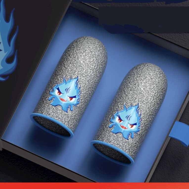 Combo Găng Tay Chơi Game Blue Fire Logo Phát Sáng, Shezi, Memo + 1 Hộp Đựng /Pubg Mobile, Free fire, Liên quân mobile Găng tay cảm ưng siêu mượt sieu nhạy