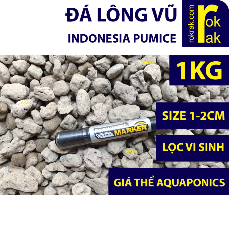 Đá lông vũ Indo 1-2cm bao 1Kg Đá bọt lọc nước hồ cá trồng cây