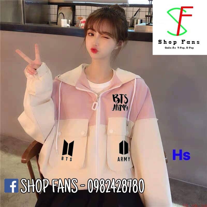 Áo khoác bts - hàng kaki cao cấp có mũ trùm in theo yêu cầu