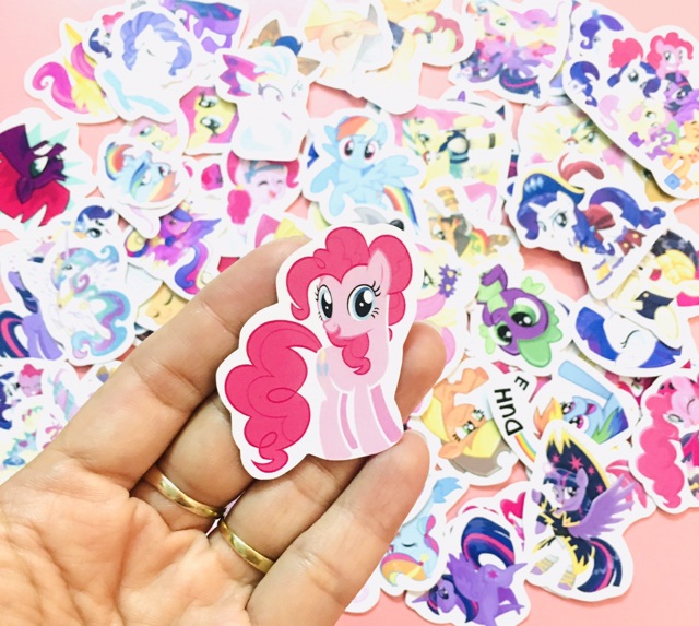 Bộ 30-50 Sticker ngựa thần pony ép lụa có đề can bóc dán