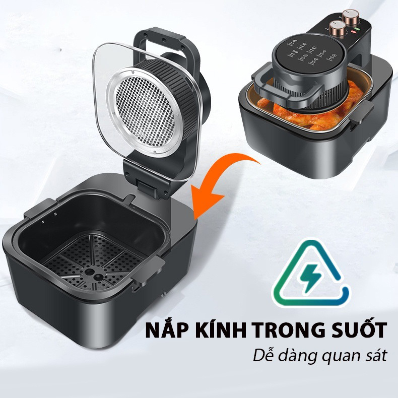 Nồi Chiên Không Dầu Camel 12 Lít Có Mặt Kính Kiểm Soát Nướng, Chiên Công Suất Lớn Chiên Luôn Con Gà 5Kg ,Đa Chức Năng ,Nồi Chiên Không Dầu Giá Rẻ Laz Police