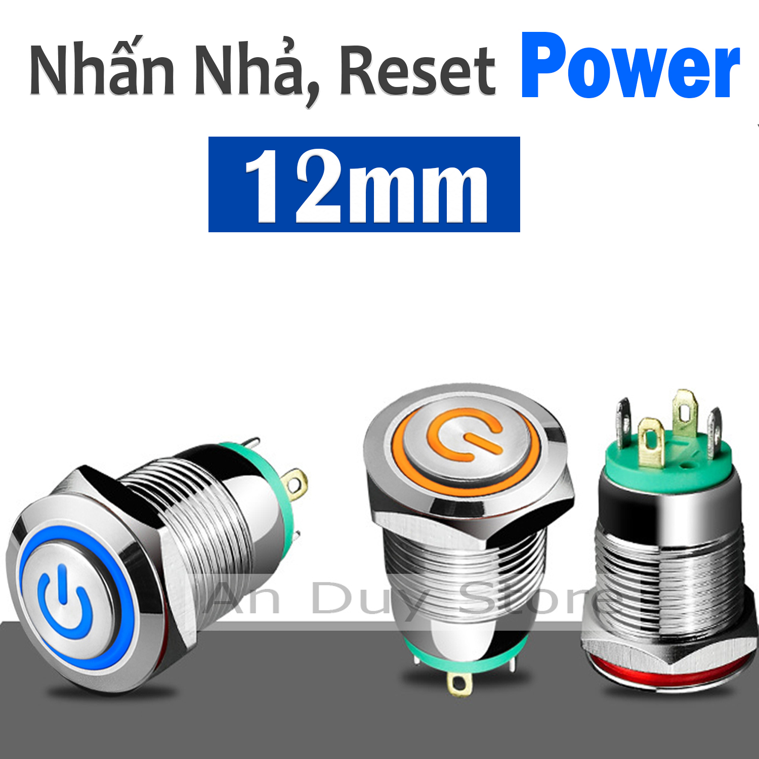 Công tắc Self-Lock và Nút nhấn tự Reset - 12mm (3V-24V) có đèn LED sáng